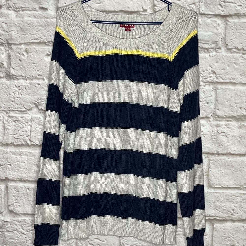 Merona Striped Sweater Women's‎ Size XXL Blue Gray Yellow